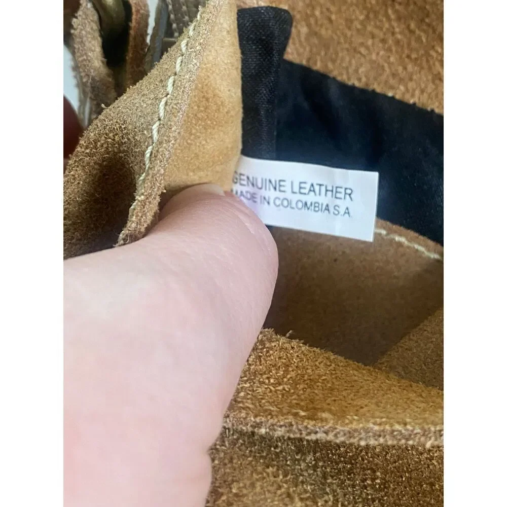 David King Boston Genuine Leather Messenger Bag – Tan Suede – Adjustable Strap